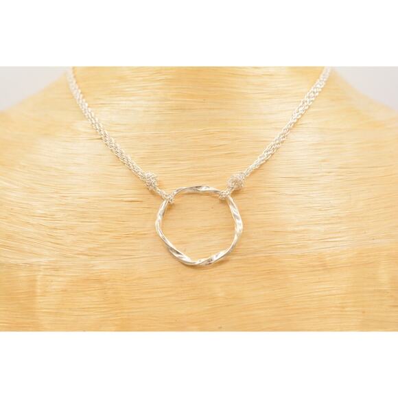 Sparkling Sage Pendant Necklace Brushed Silver Layered Multi-Chain Signed Bin2C - Picture 7 of 12